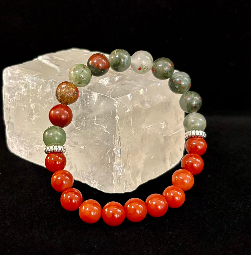 Health & Wellness Intention Bracelet – Reiki-Infused Carnelian & African Bloodstone | | Wiccan Center