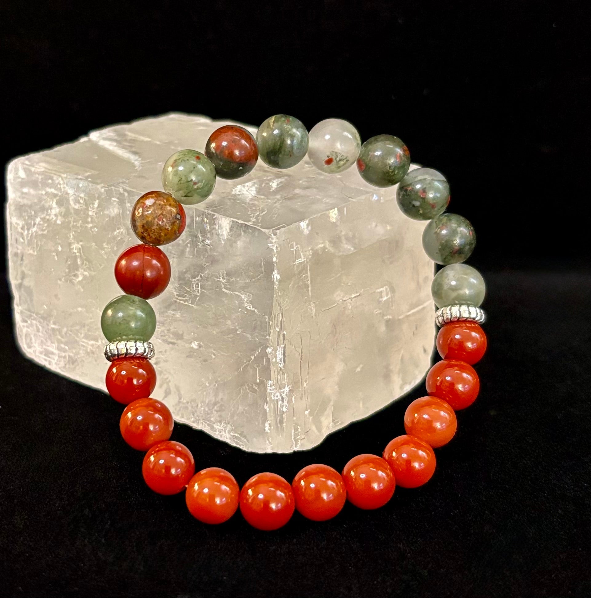 Health & Wellness Intention Bracelet – Reiki-Infused Carnelian & African Bloodstone | | Wiccan Center