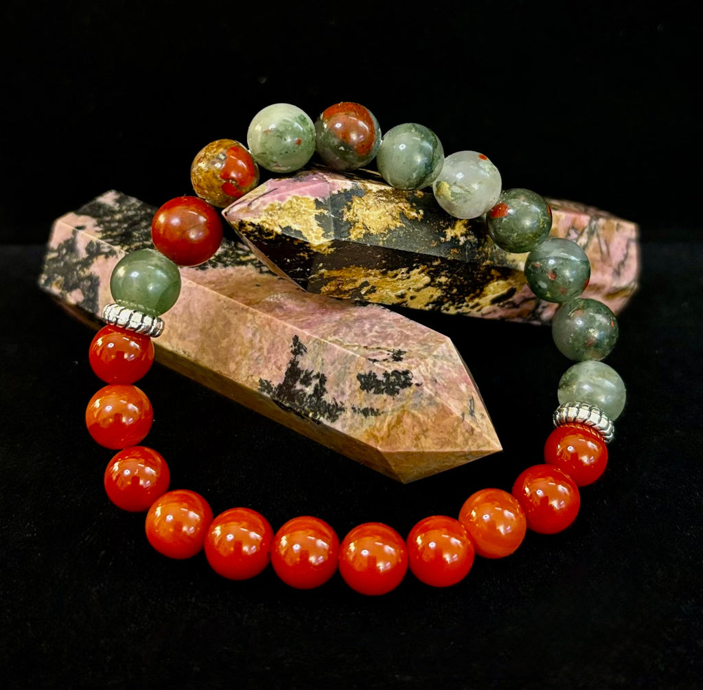 Health & Wellness Intention Bracelet – Reiki-Infused Carnelian & African Bloodstone | | Wiccan Center