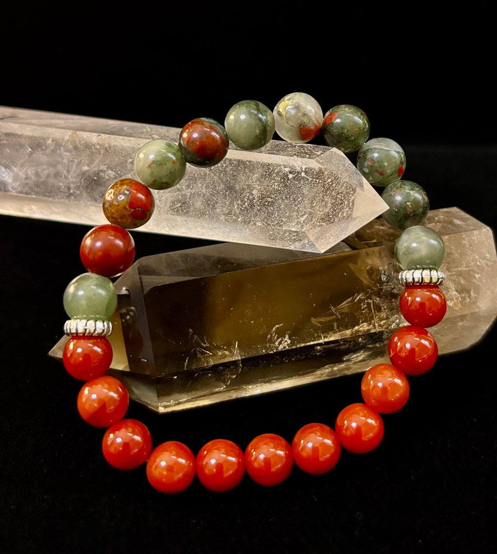 Health & Wellness Intention Bracelet – Reiki-Infused Carnelian & African Bloodstone | | Wiccan Center