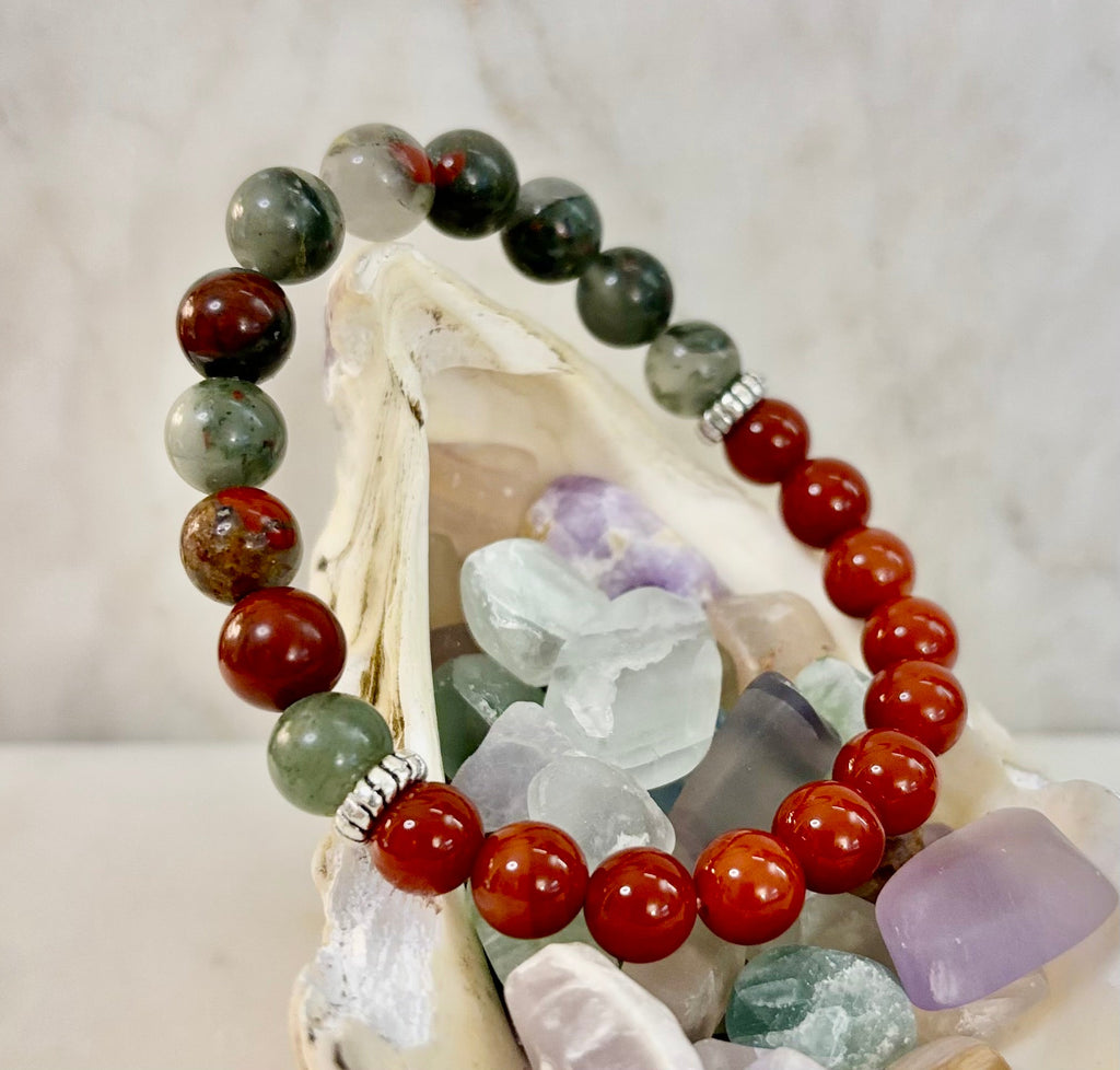 Health & Wellness Intention Bracelet – Reiki-Infused Carnelian & African Bloodstone | | Wiccan Center