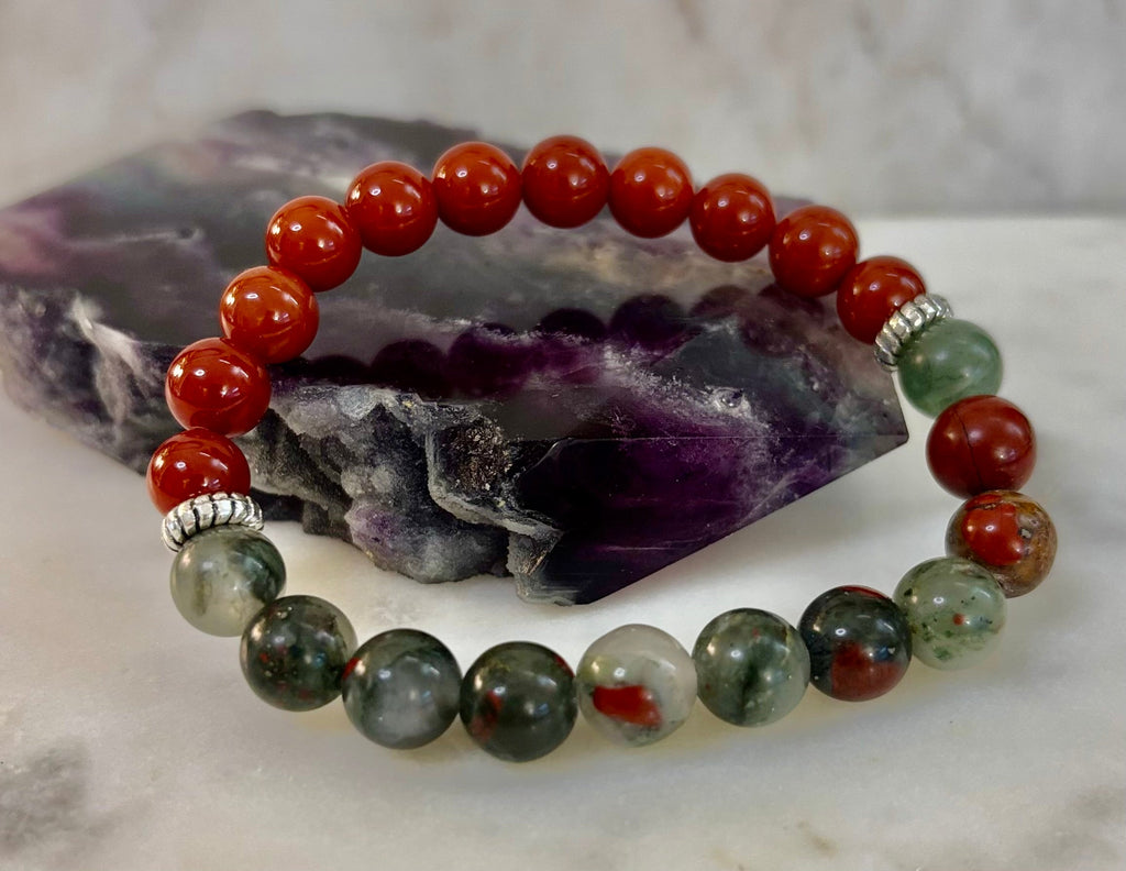 Health & Wellness Intention Bracelet – Reiki-Infused Carnelian & African Bloodstone | | Wiccan Center