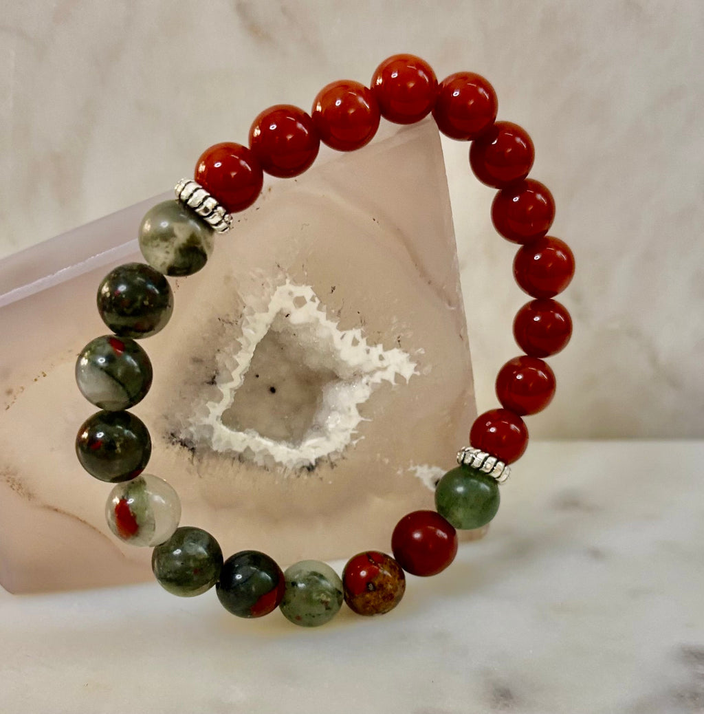 Health & Wellness Intention Bracelet – Reiki-Infused Carnelian & African Bloodstone | | Wiccan Center