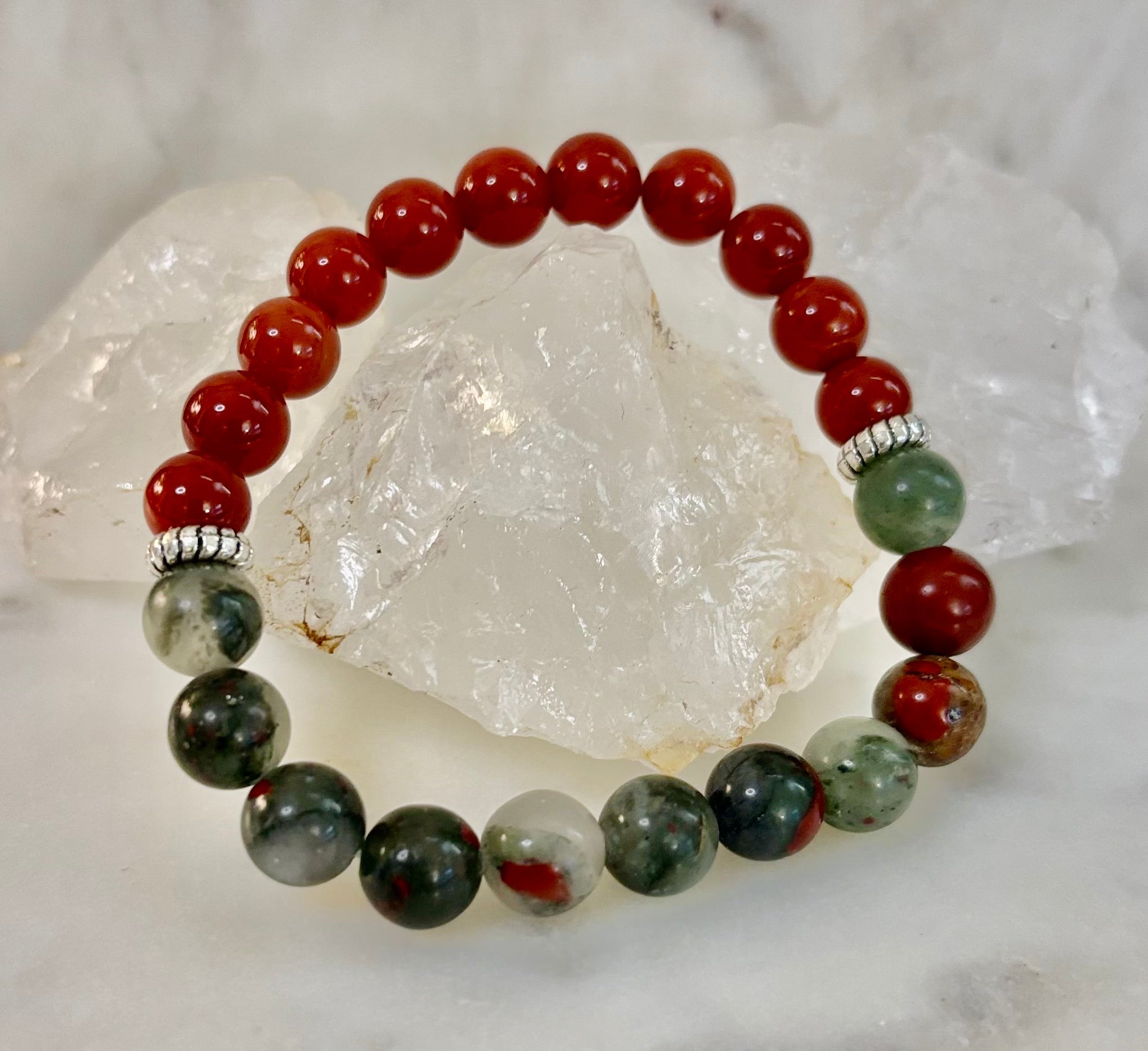 Health & Wellness Intention Bracelet – Reiki-Infused Carnelian & African Bloodstone | | Wiccan Center