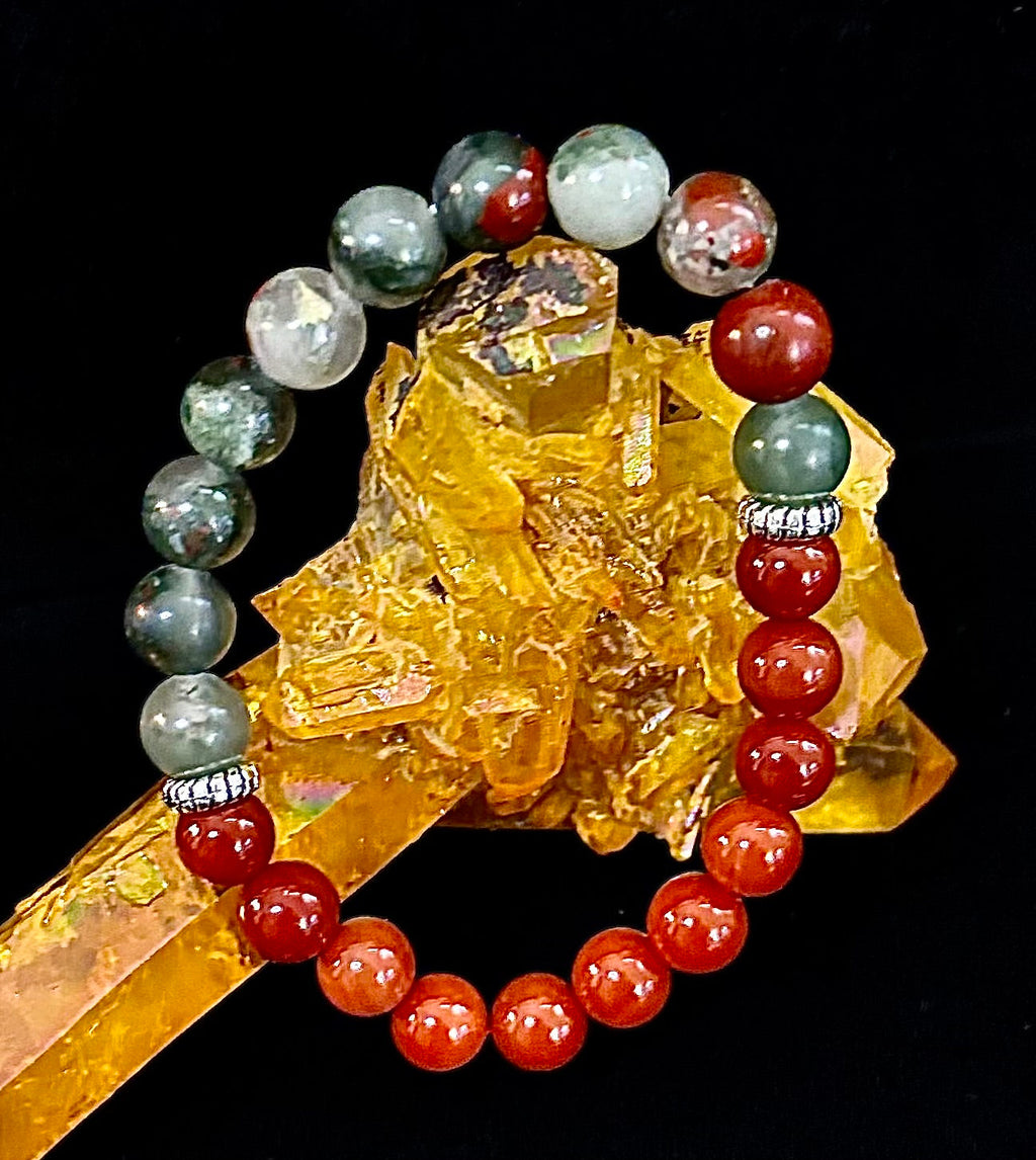 Health & Wellness Intention Bracelet – Reiki-Infused Carnelian & African Bloodstone | | Wiccan Center