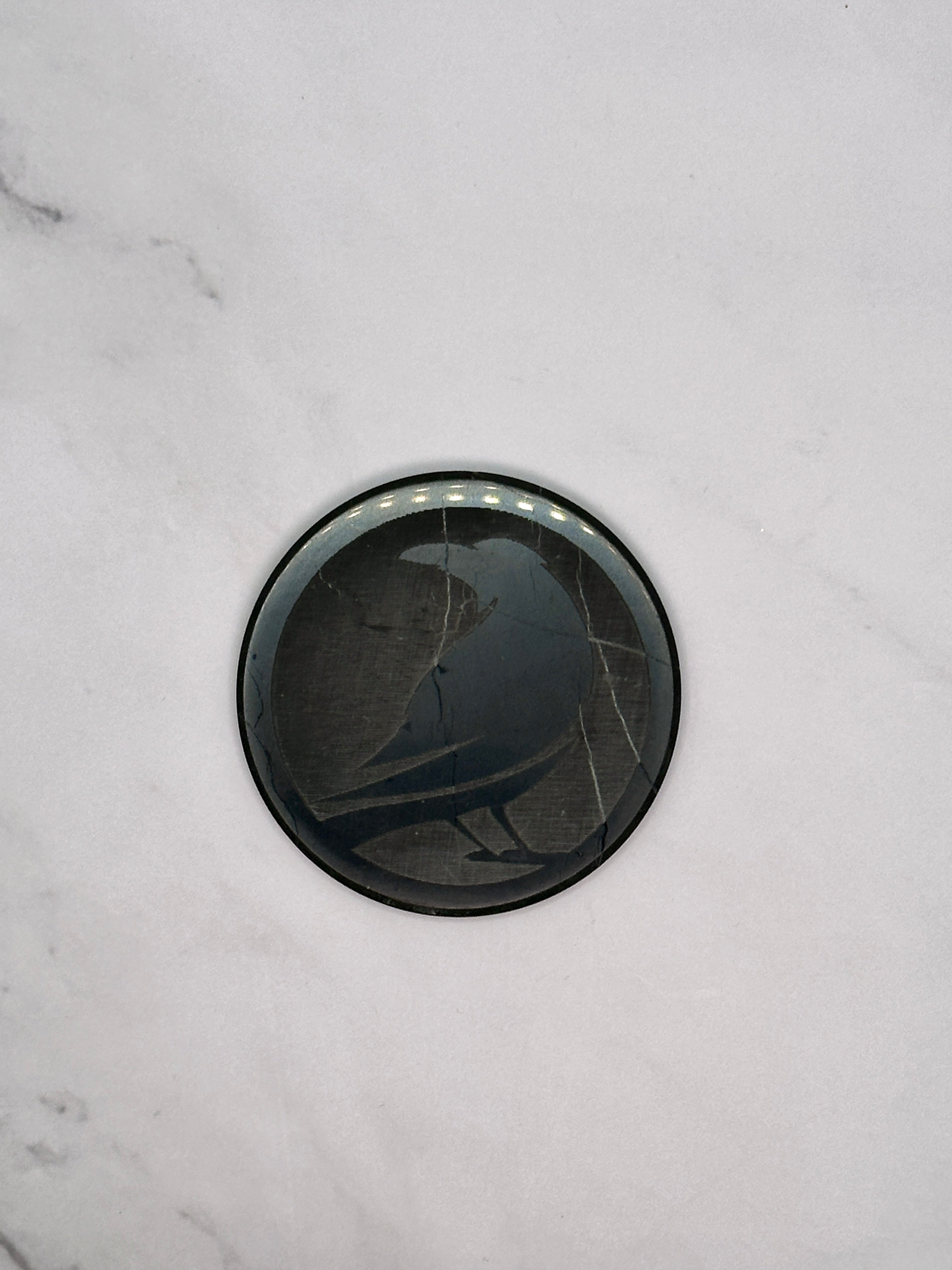 SENDING RAVENS SPECIAL EDITION SHUNGITE ROUND PHONE PLATES! - EMF Protection - Hand Cut Genuine Natural Shungite Phone Plate High Quality Black Lustrous Gemstone from Russia