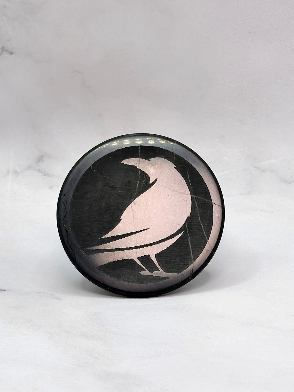 SENDING RAVENS SPECIAL EDITION SHUNGITE ROUND PHONE PLATES! - EMF Protection - Hand Cut Genuine Natural Shungite Phone Plate High Quality Black Lustrous Gemstone from Russia