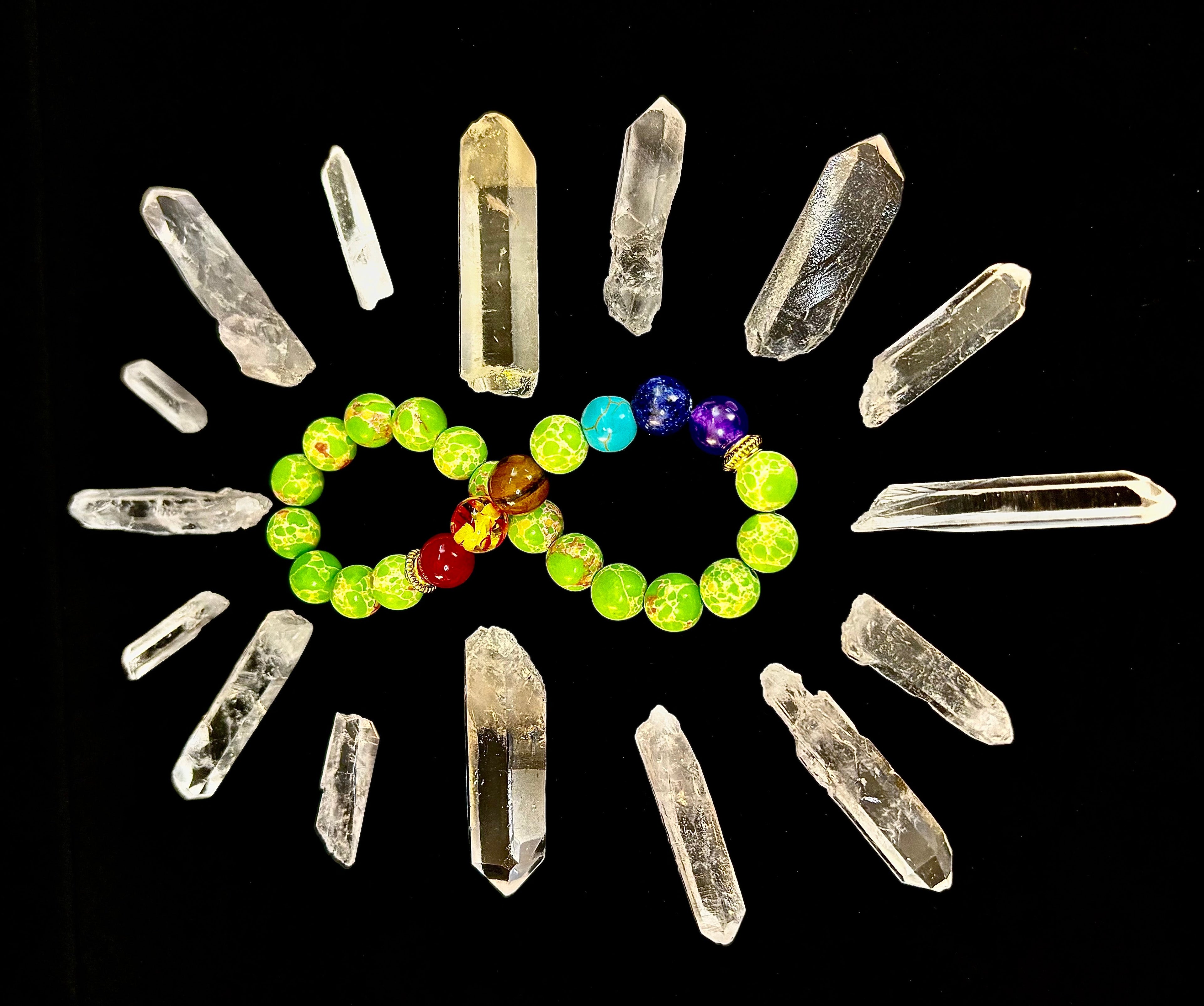 7 Chakra Healing Bracelet with Green Sea Sediment Jasper – Balance, Alignment & Grounding | | Wiccan Center