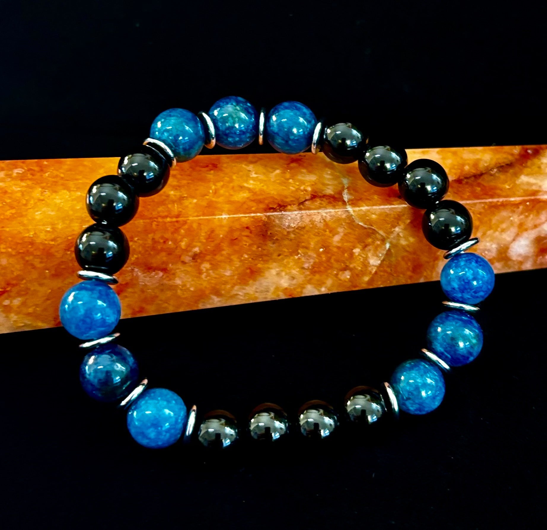 Guardian Bracelet – Blue Apatite & Black Obsidian Beaded Protection Bracelet | | Wiccan Center