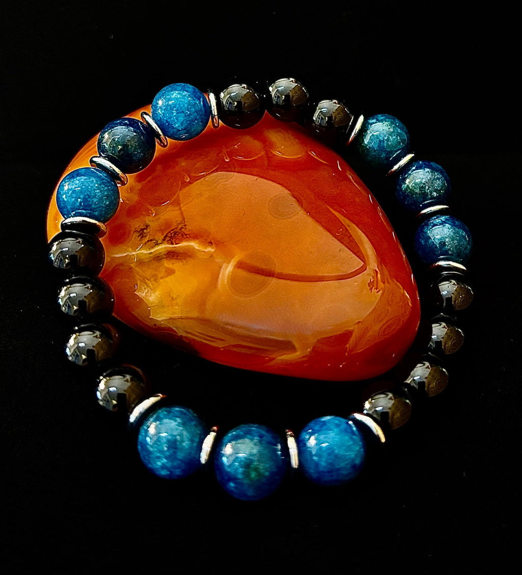 Guardian Bracelet – Blue Apatite & Black Obsidian Beaded Protection Bracelet | | Wiccan Center