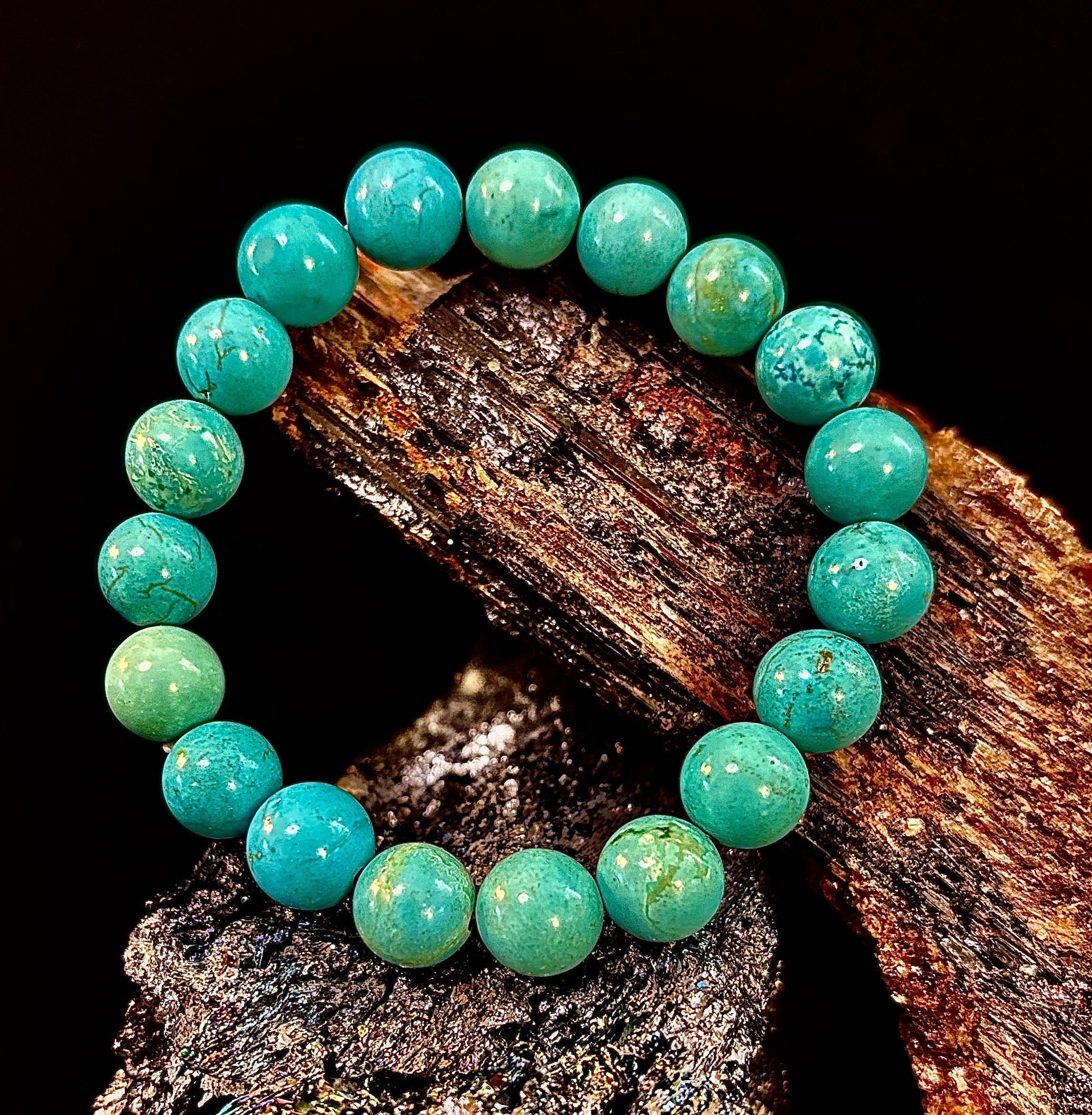 Natural Turquoise Howlite Beaded Bracelet – 8mm & 10mm Stones for Calm & Protection (Medium Wrists) | | Wiccan Center