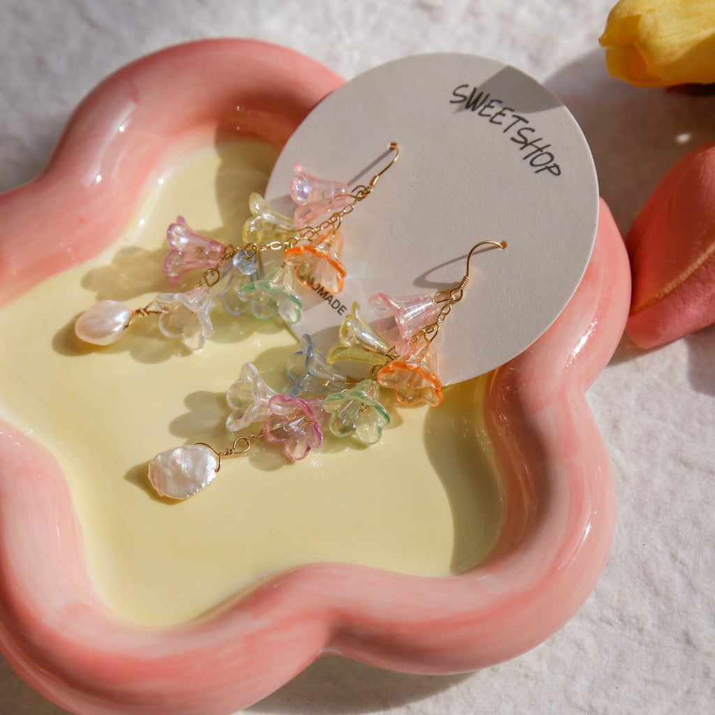Rainbow Flower Pearl Earrings | Earrings | Wiccan Center
