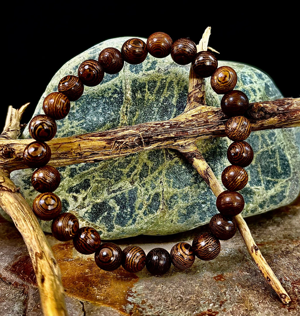 Barely There Wooden Bead Bracelet – Ultra-Lightweight Earth Style for Men (Large Wrists) | | Wiccan Center