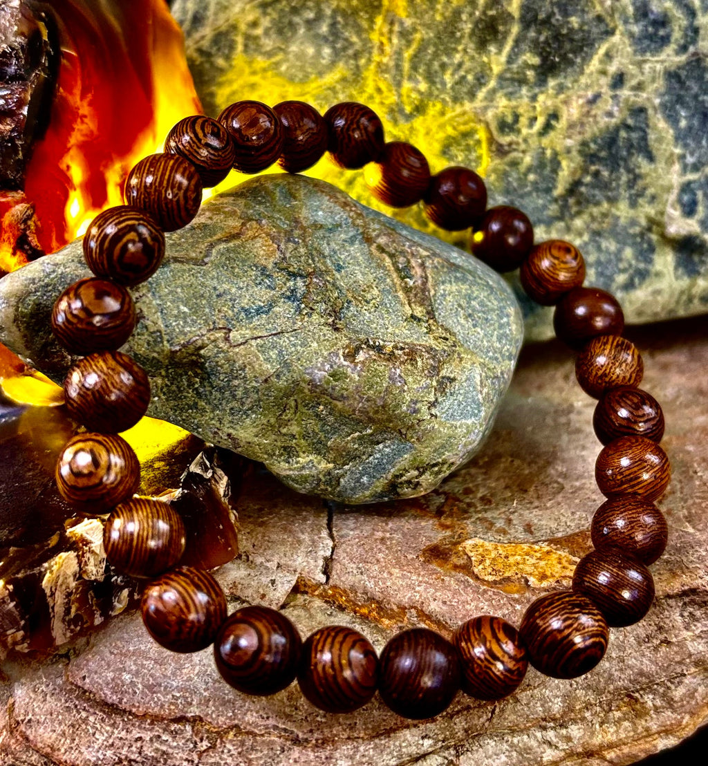 Barely There Wooden Bead Bracelet – Ultra-Lightweight Earth Style for Men (Large Wrists) | | Wiccan Center