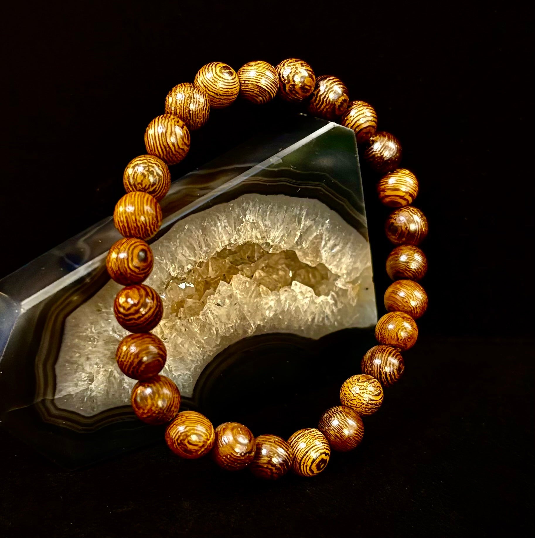 Barely There Wooden Bead Bracelet – Ultra-Lightweight Earth Style for Men (Large Wrists) | | Wiccan Center