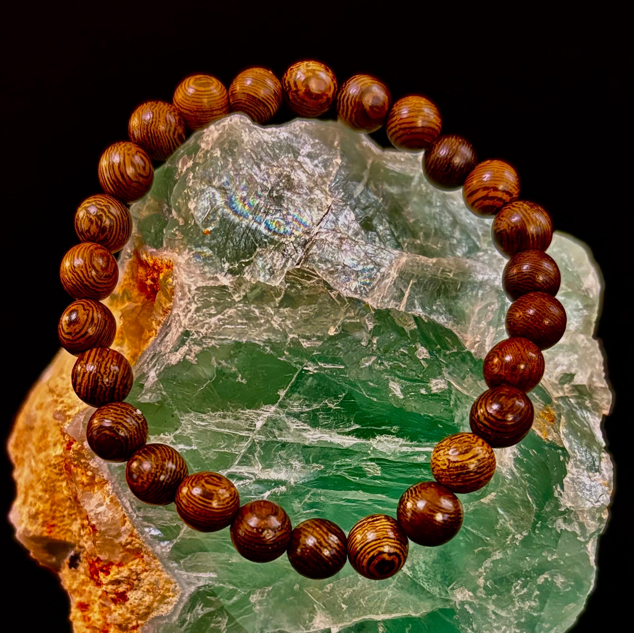 Barely There Wooden Bead Bracelet – Ultra-Lightweight Earth Style for Men (Large Wrists) | | Wiccan Center