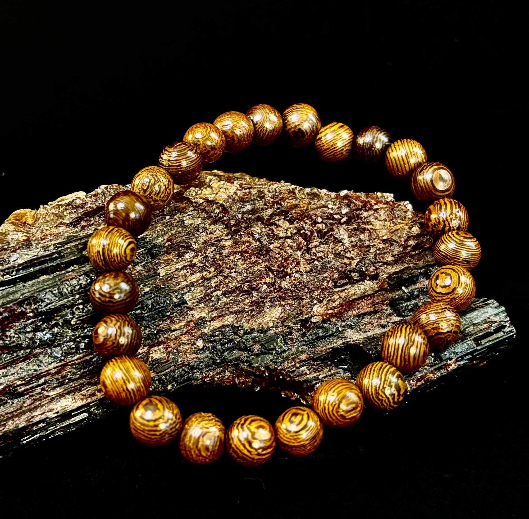 Barely There Wooden Bead Bracelet – Ultra-Lightweight Earth Style for Men (Large Wrists) | | Wiccan Center