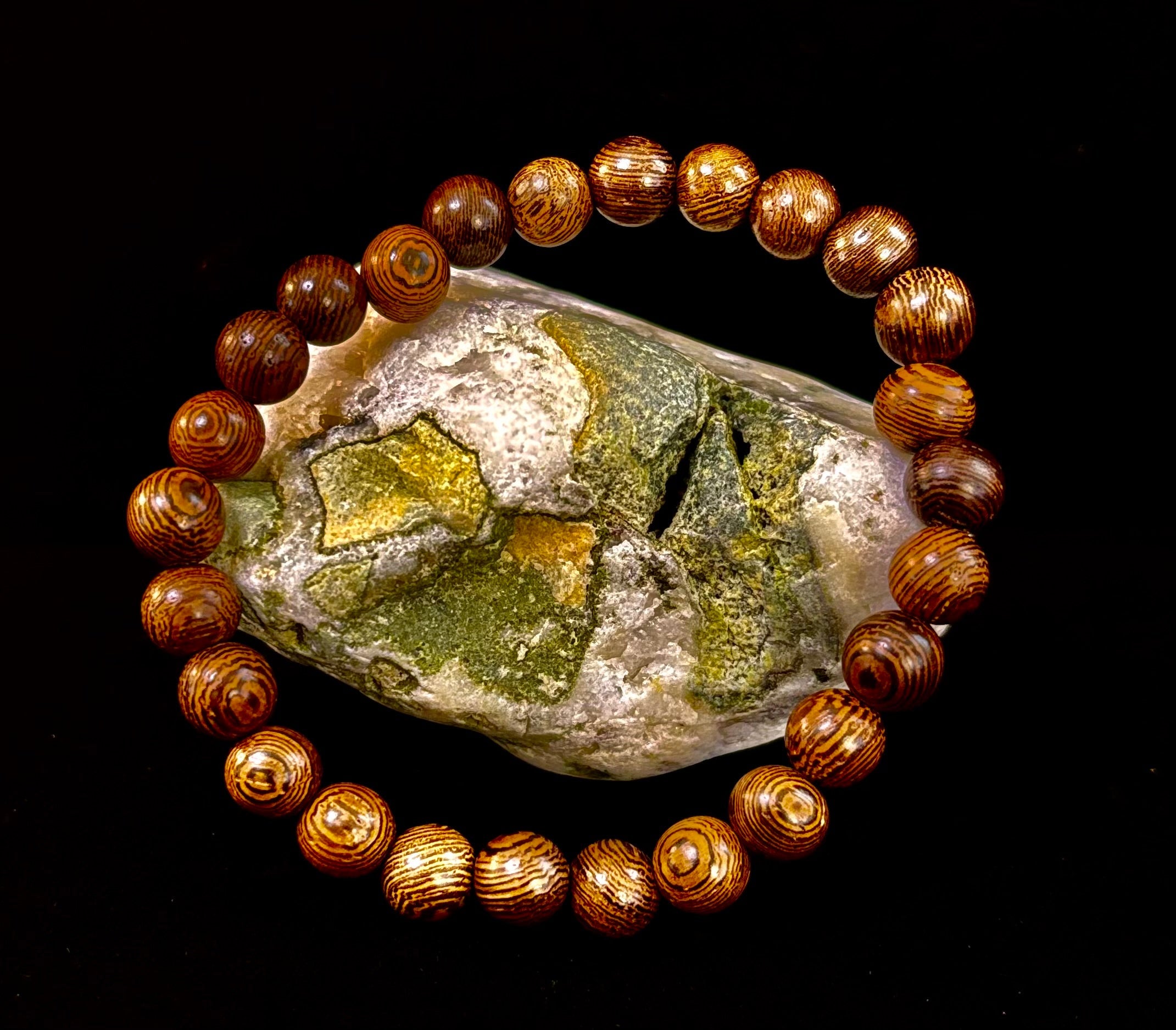 Barely There Wooden Bead Bracelet – Ultra-Lightweight Earth Style for Men (Large Wrists) | | Wiccan Center