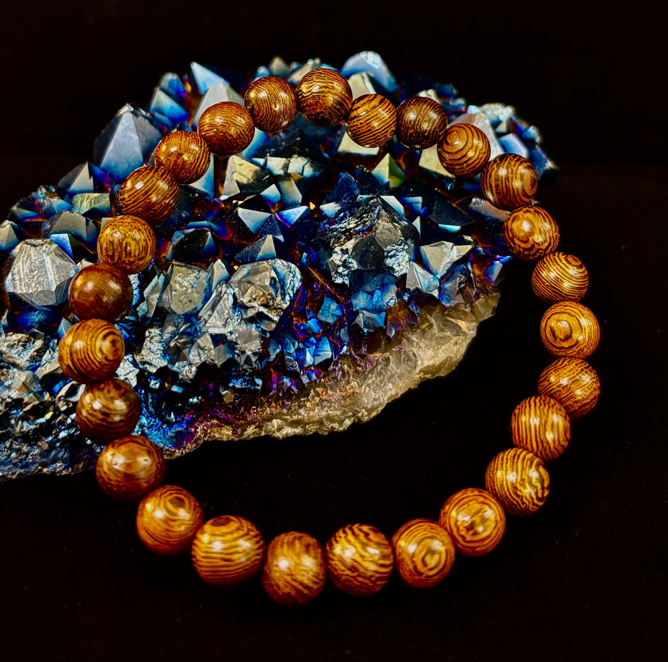 Barely There Wooden Bead Bracelet – Ultra-Lightweight Earth Style for Men (Large Wrists) | | Wiccan Center