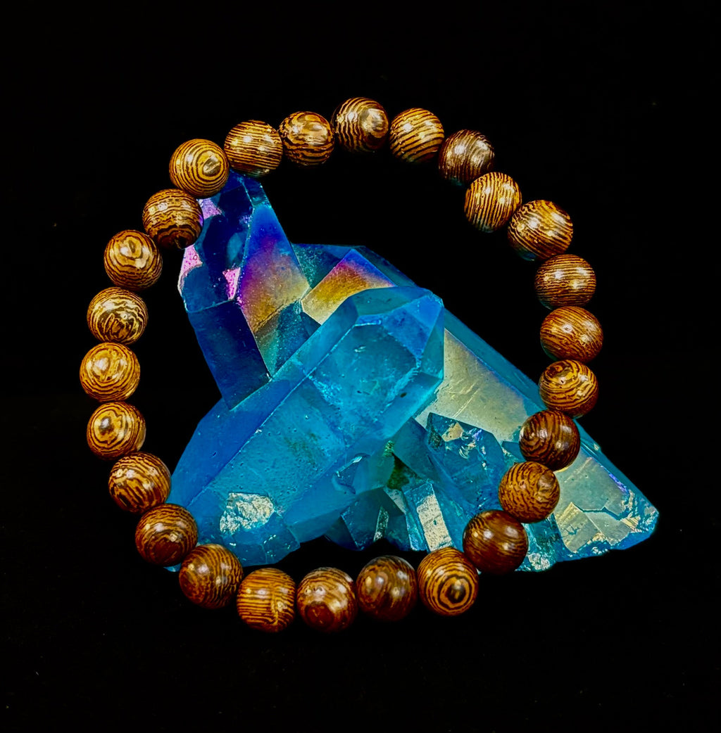 Barely There Wooden Bead Bracelet – Ultra-Lightweight Earth Style for Men (Large Wrists) | | Wiccan Center