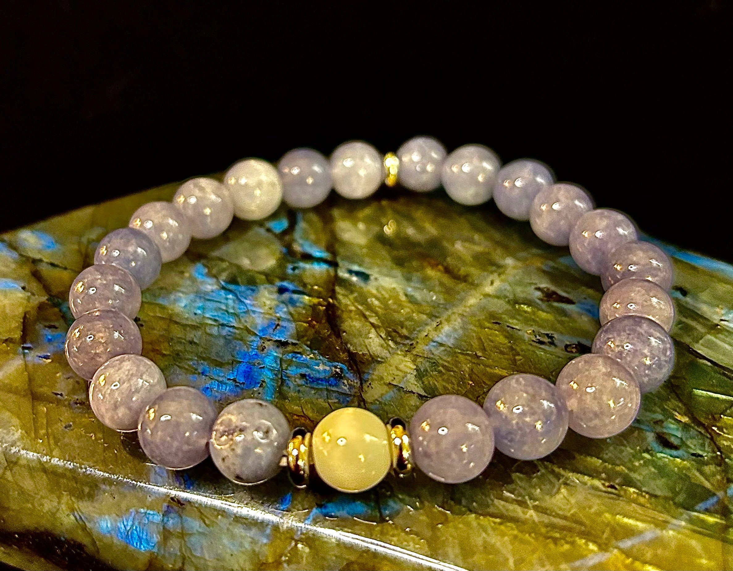 Angelic Harmony Bracelet – Angelite & White Porcelain Stone (Reiki-Infused | Medium Wrists) | | Wiccan Center
