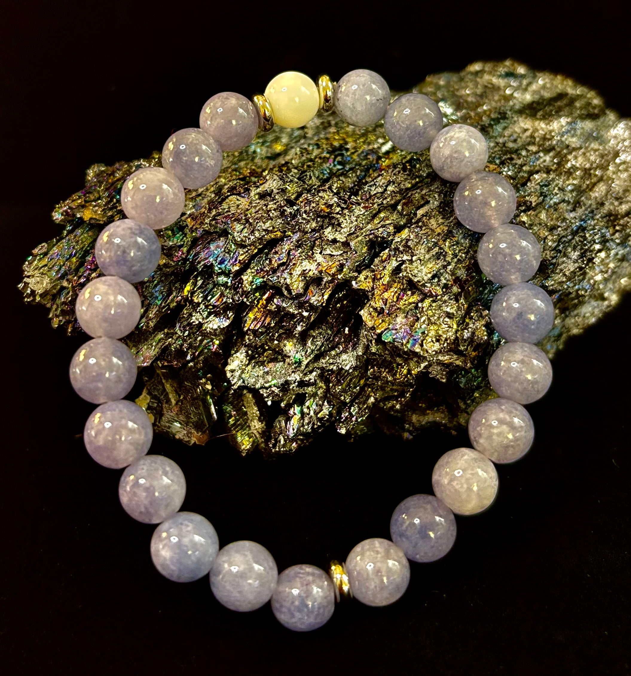 Angelic Harmony Bracelet – Angelite & White Porcelain Stone (Reiki-Infused | Medium Wrists) | | Wiccan Center