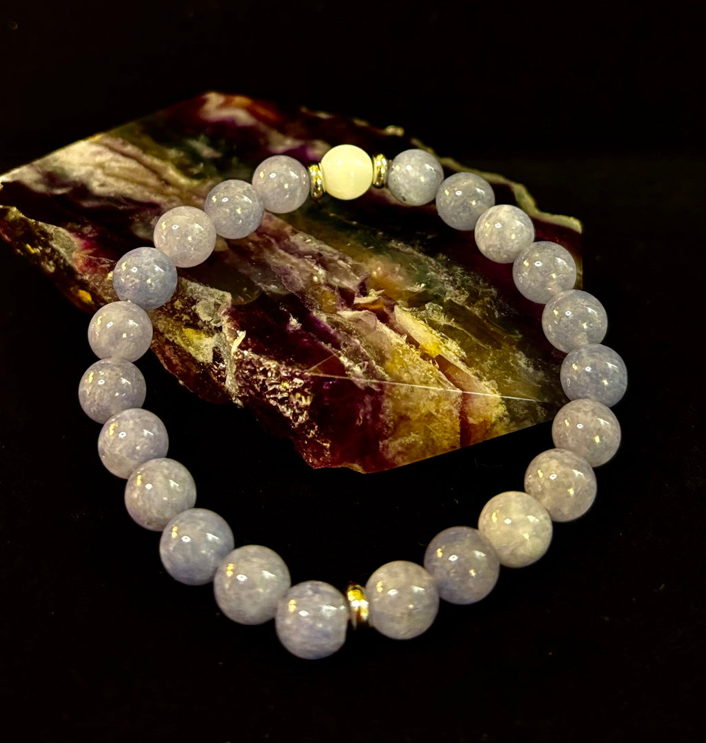 Angelic Harmony Bracelet – Angelite & White Porcelain Stone (Reiki-Infused | Medium Wrists) | | Wiccan Center