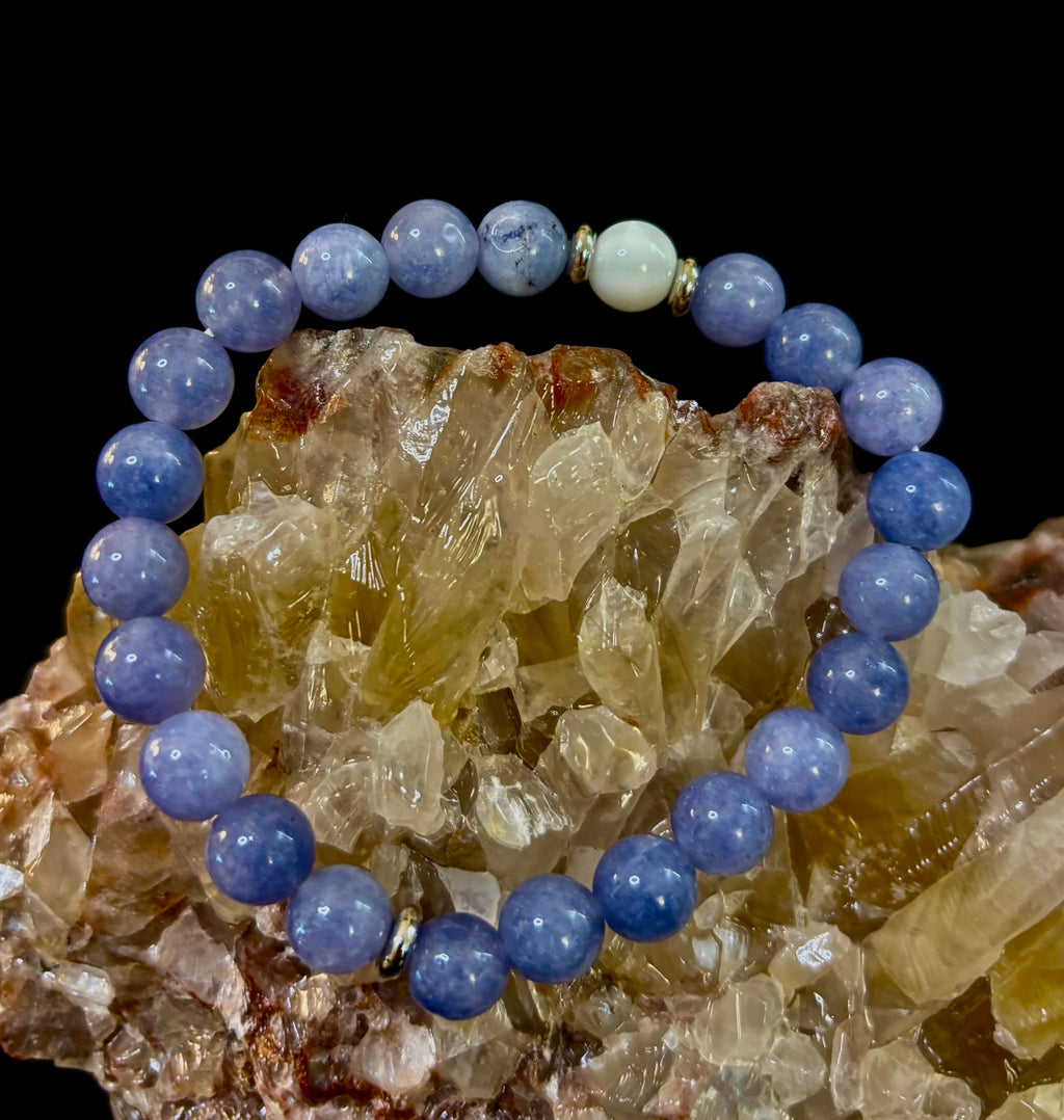 Angelic Harmony Bracelet – Angelite & White Porcelain Stone (Reiki-Infused | Medium Wrists) | | Wiccan Center