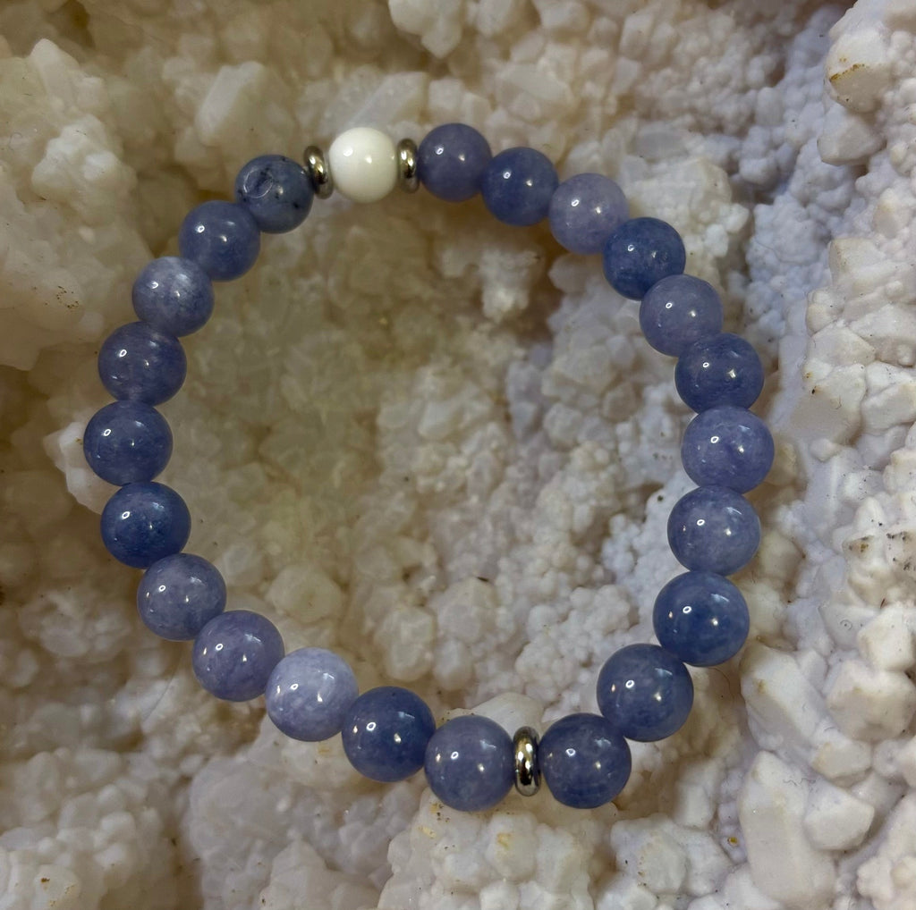 Angelic Harmony Bracelet – Angelite & White Porcelain Stone (Reiki-Infused | Medium Wrists) | | Wiccan Center