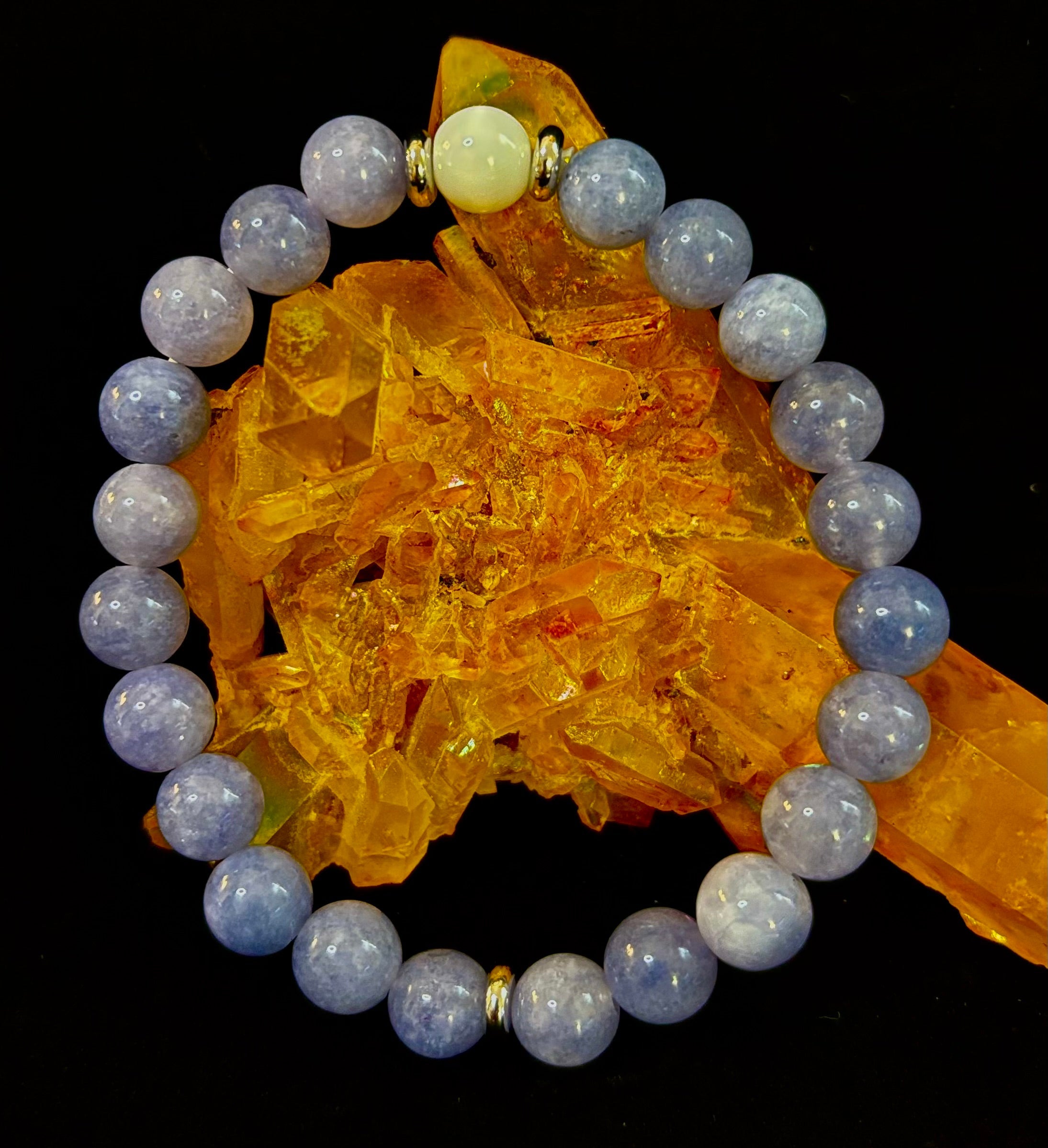 Angelic Harmony Bracelet – Angelite & White Porcelain Stone (Reiki-Infused | Medium Wrists) | | Wiccan Center