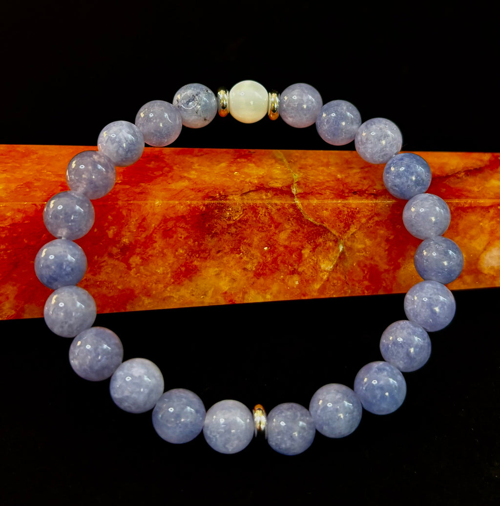 Angelic Harmony Bracelet – Angelite & White Porcelain Stone (Reiki-Infused | Medium Wrists) | | Wiccan Center