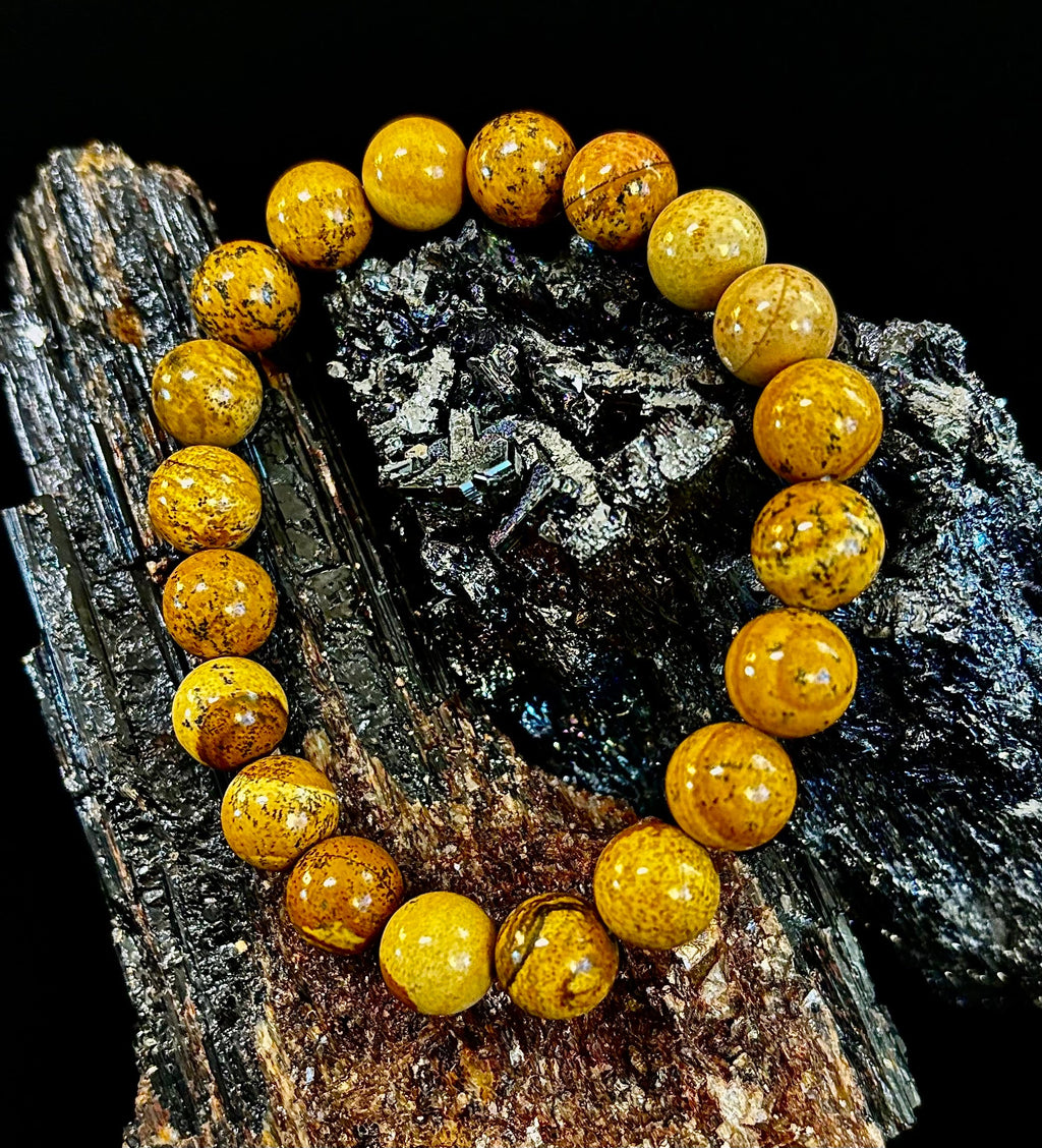 Earth Journey Picture Jasper Bracelet – Reiki-Infused 10mm (Medium–Large Wrists) | | Wiccan Center