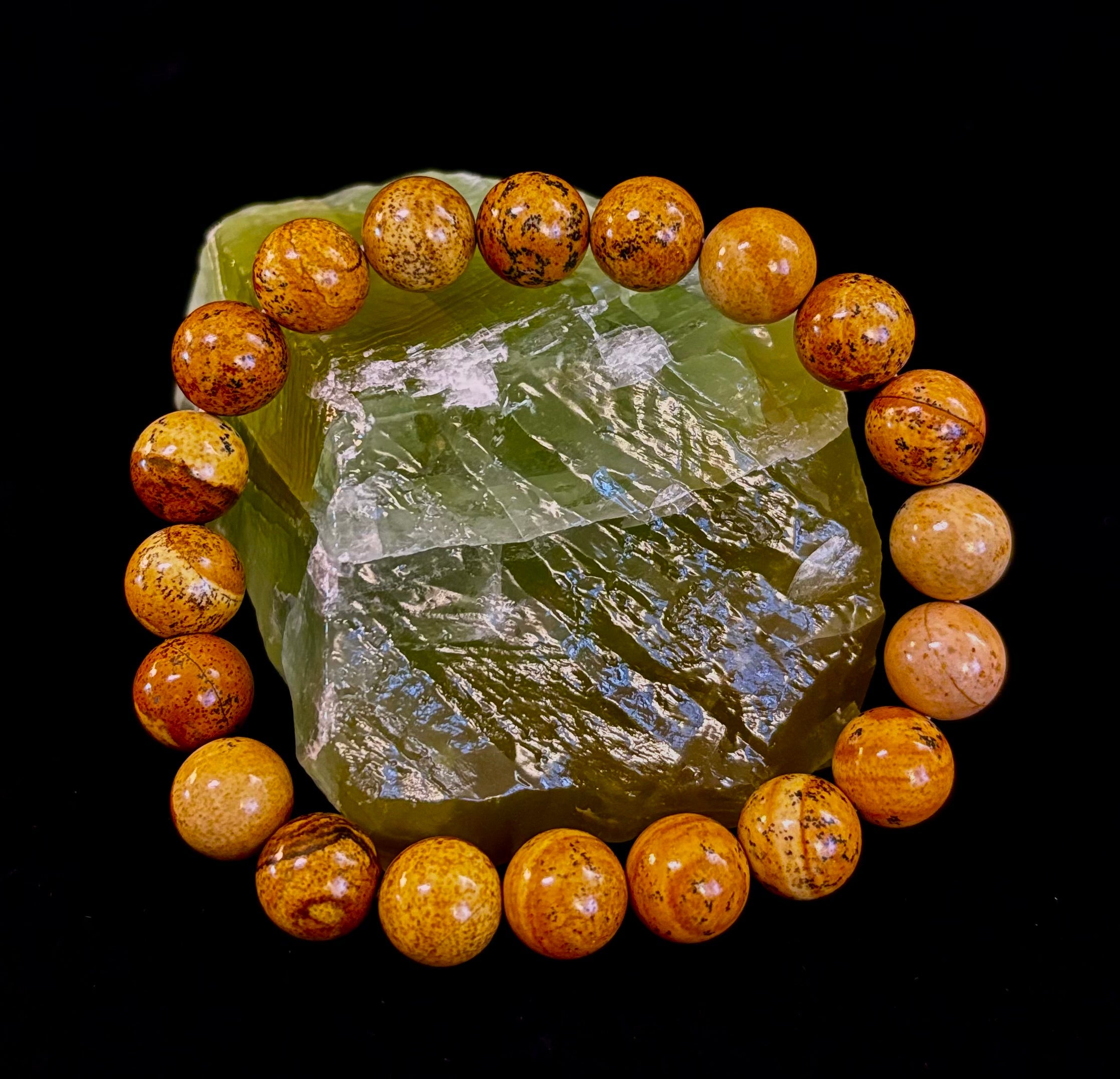 Earth Journey Picture Jasper Bracelet – Reiki-Infused 10mm (Medium–Large Wrists) | | Wiccan Center