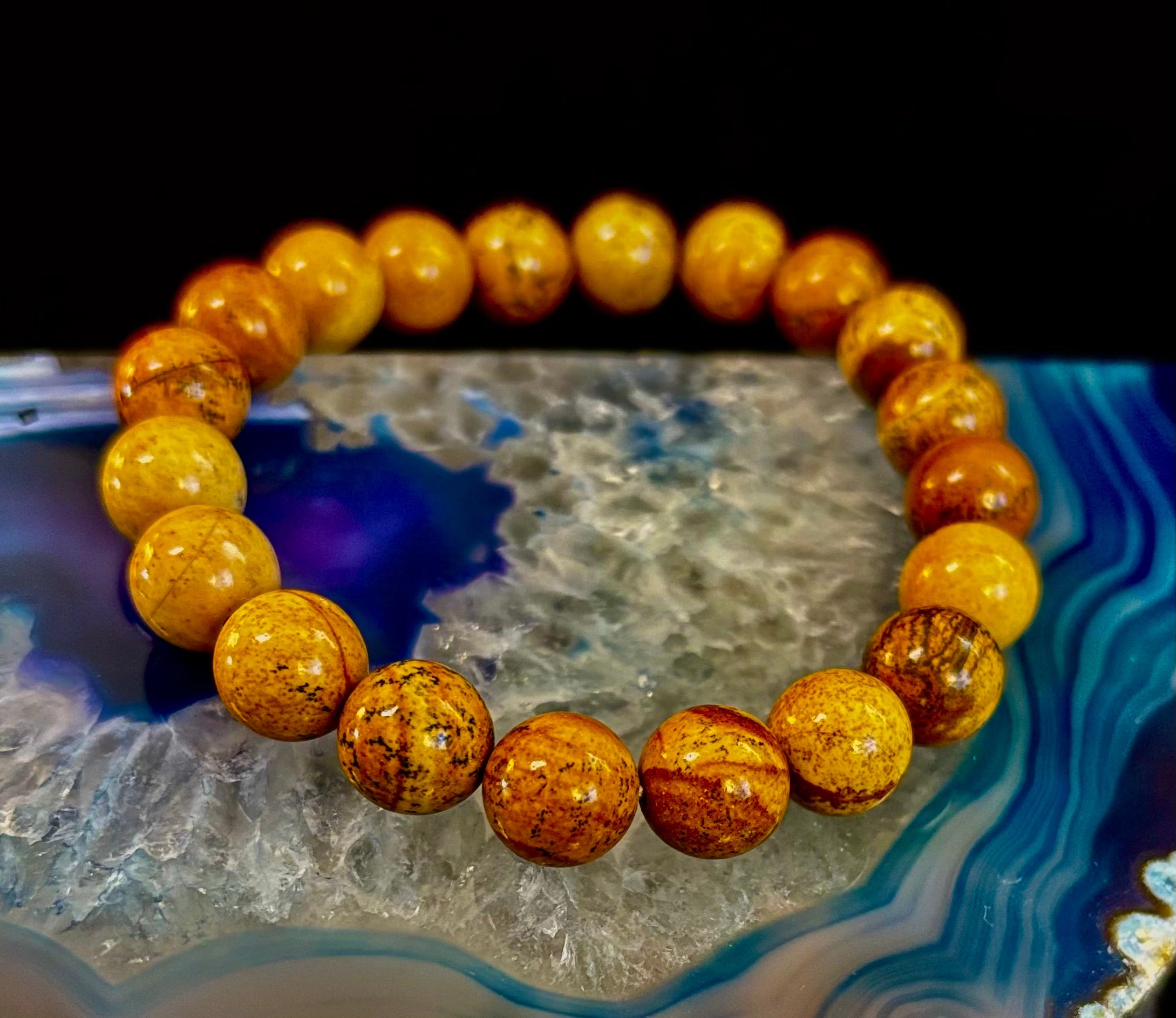 Earth Journey Picture Jasper Bracelet – Reiki-Infused 10mm (Medium–Large Wrists) | | Wiccan Center