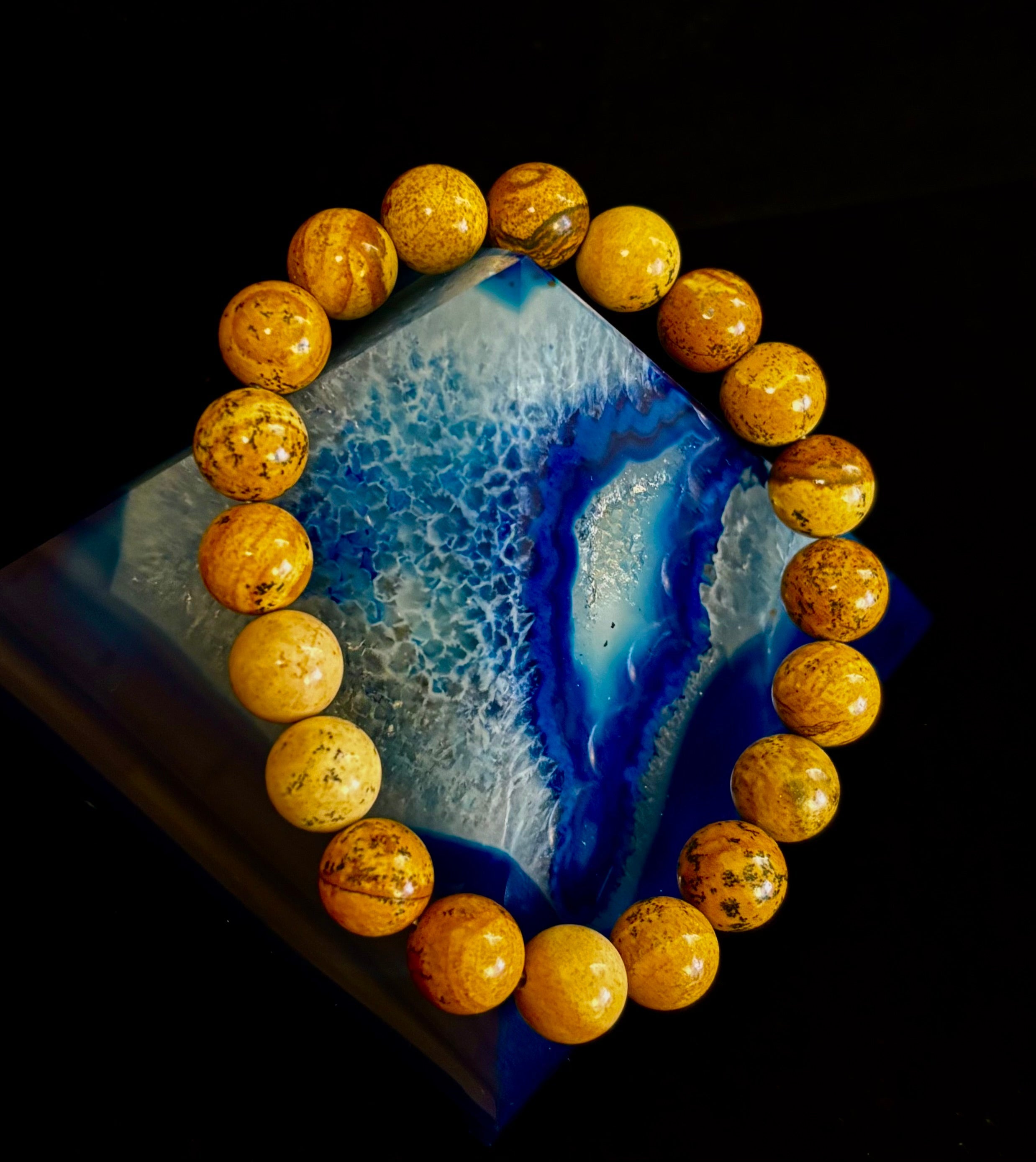 Earth Journey Picture Jasper Bracelet – Reiki-Infused 10mm (Medium–Large Wrists) | | Wiccan Center