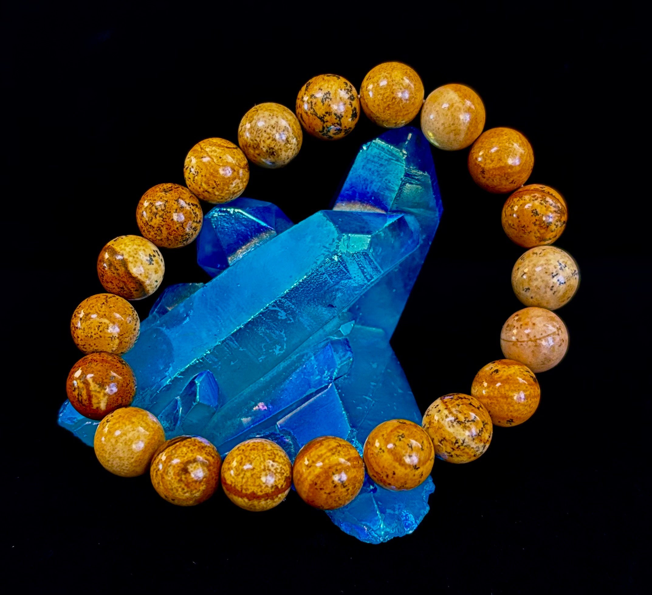 Earth Journey Picture Jasper Bracelet – Reiki-Infused 10mm (Medium–Large Wrists) | | Wiccan Center