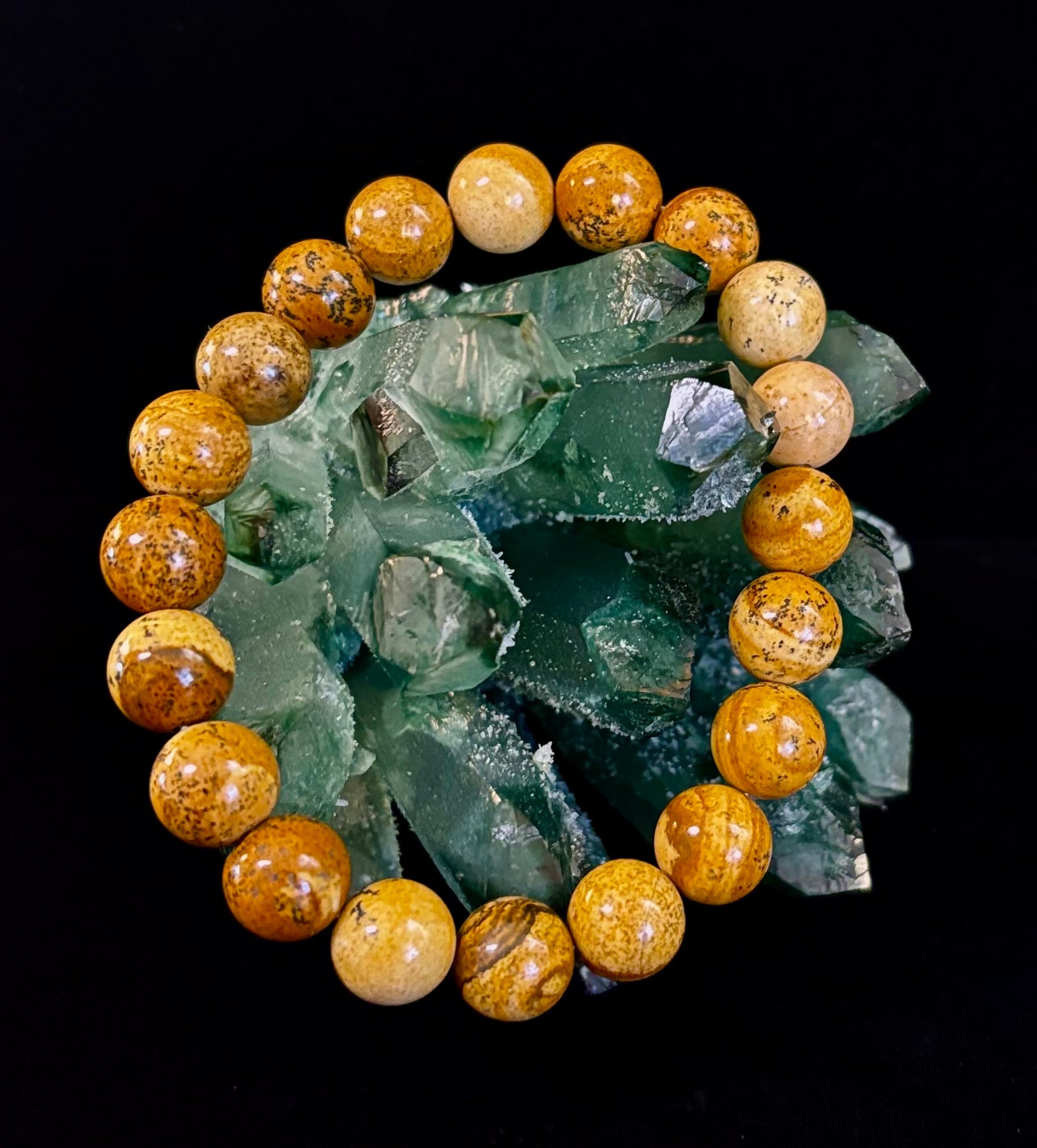 Earth Journey Picture Jasper Bracelet – Reiki-Infused 10mm (Medium–Large Wrists) | | Wiccan Center