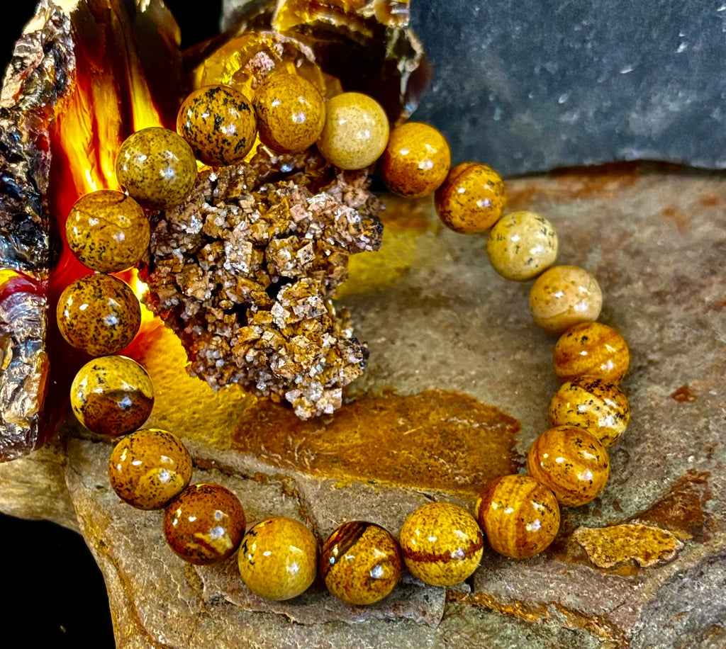 Earth Journey Picture Jasper Bracelet – Reiki-Infused 10mm (Medium–Large Wrists) | | Wiccan Center