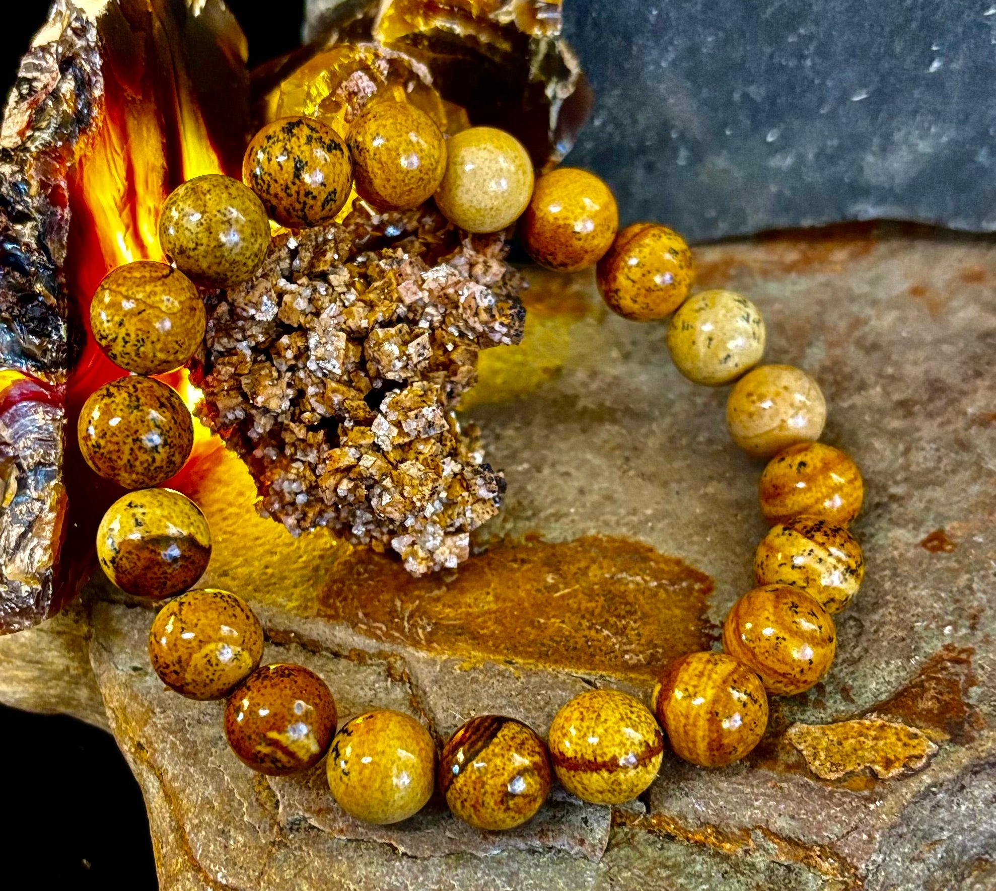 Earth Journey Picture Jasper Bracelet – Reiki-Infused 10mm (Medium–Large Wrists) | | Wiccan Center