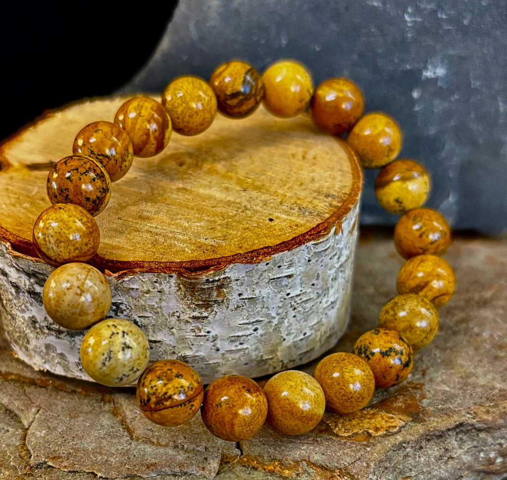 Earth Journey Picture Jasper Bracelet – Reiki-Infused 10mm (Medium–Large Wrists) | | Wiccan Center