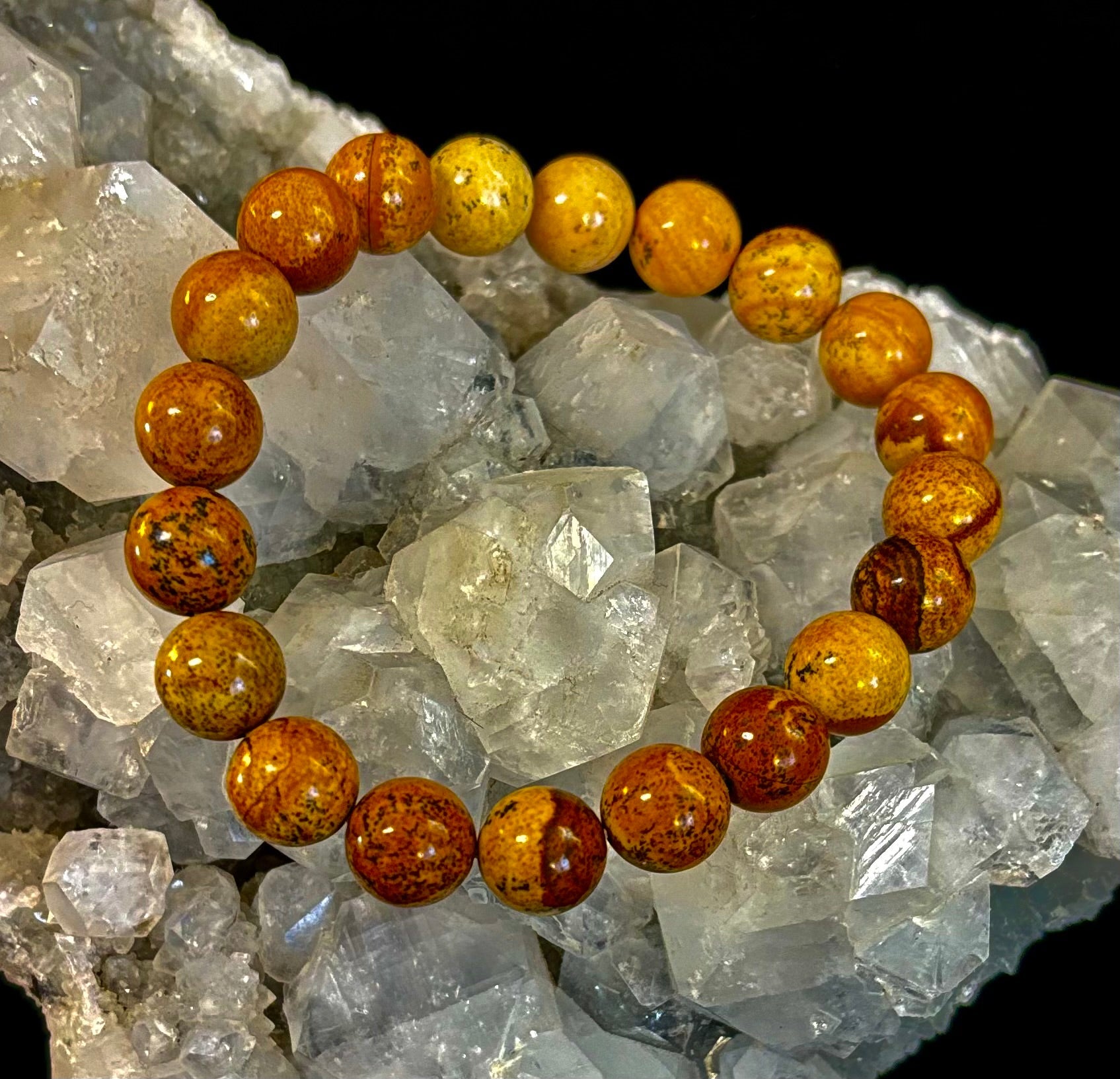 Earth Journey Picture Jasper Bracelet – Reiki-Infused 10mm (Medium–Large Wrists) | | Wiccan Center