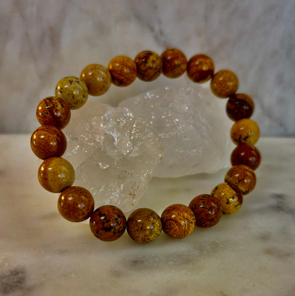 Earth Journey Picture Jasper Bracelet – Reiki-Infused 10mm (Medium–Large Wrists) | | Wiccan Center