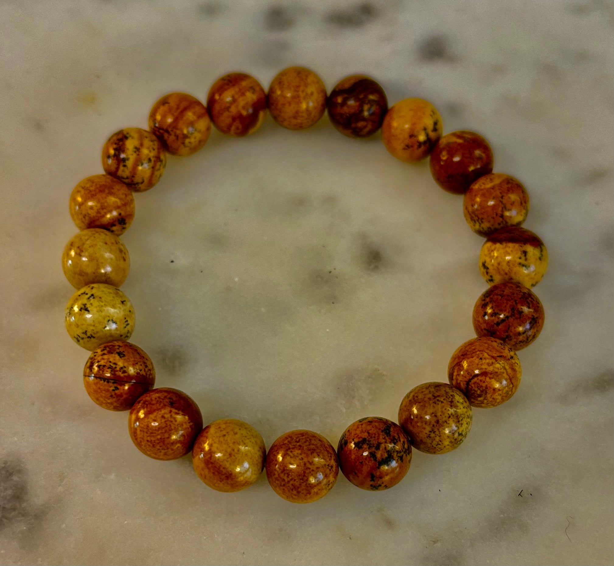 Earth Journey Picture Jasper Bracelet – Reiki-Infused 10mm (Medium–Large Wrists) | | Wiccan Center