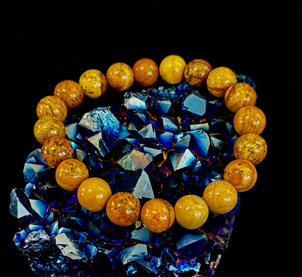 Earth Journey Picture Jasper Bracelet – Reiki-Infused 10mm (Medium–Large Wrists) | | Wiccan Center
