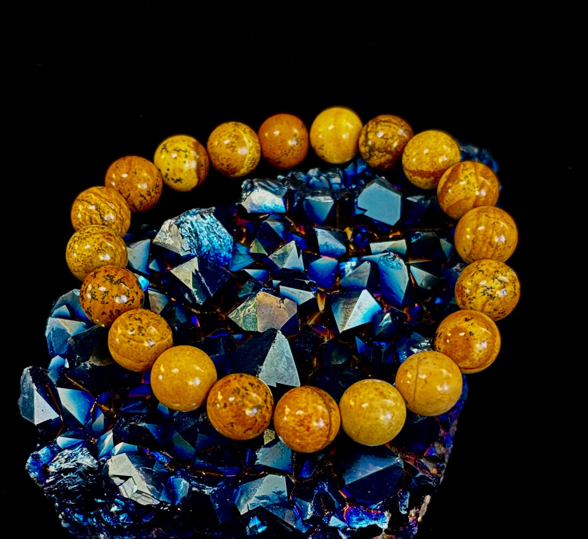 Earth Journey Picture Jasper Bracelet – Reiki-Infused 10mm (Medium–Large Wrists) | | Wiccan Center