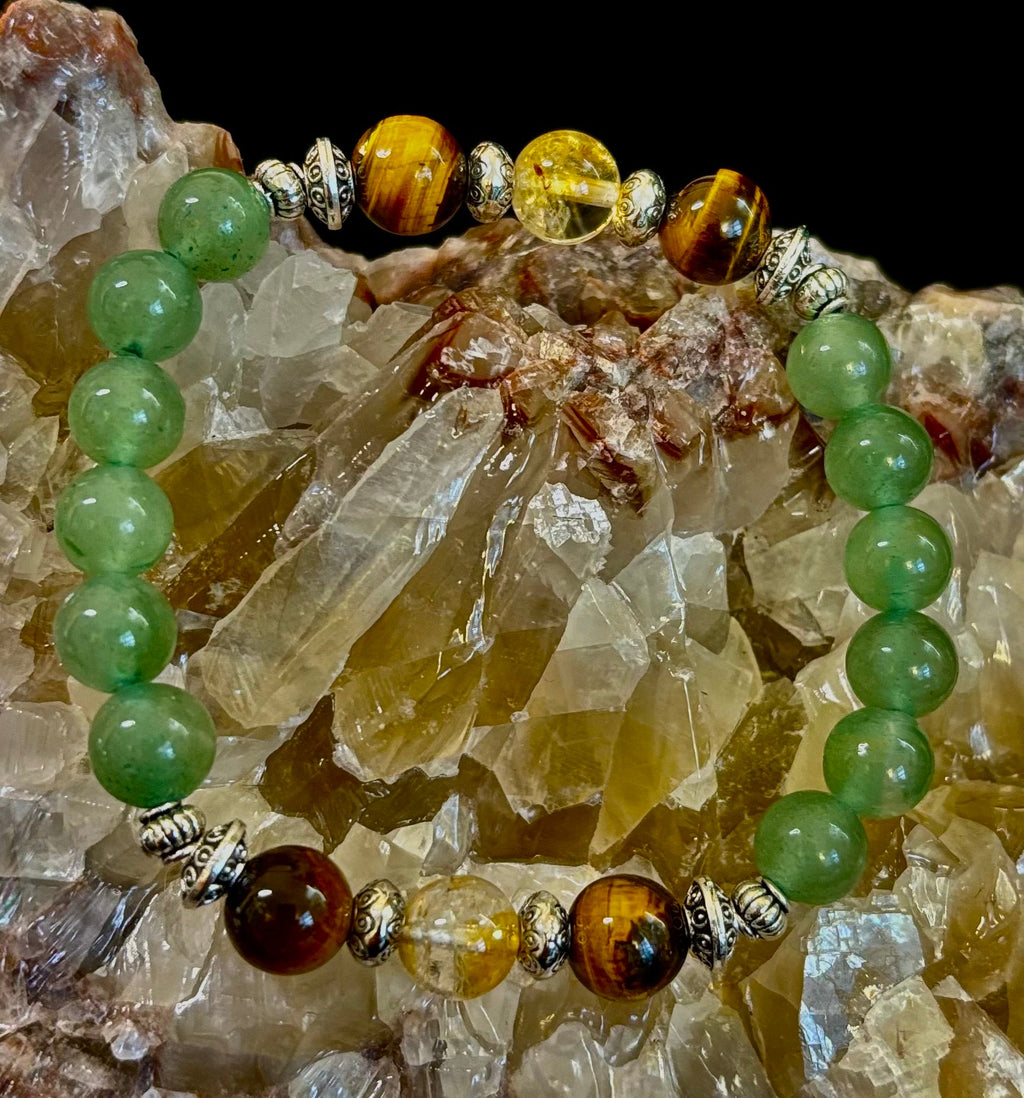 Abundance & Luck Intention Bracelet – Reiki-Infused Citrine, Tiger Eye & Green Aventurine | | Wiccan Center