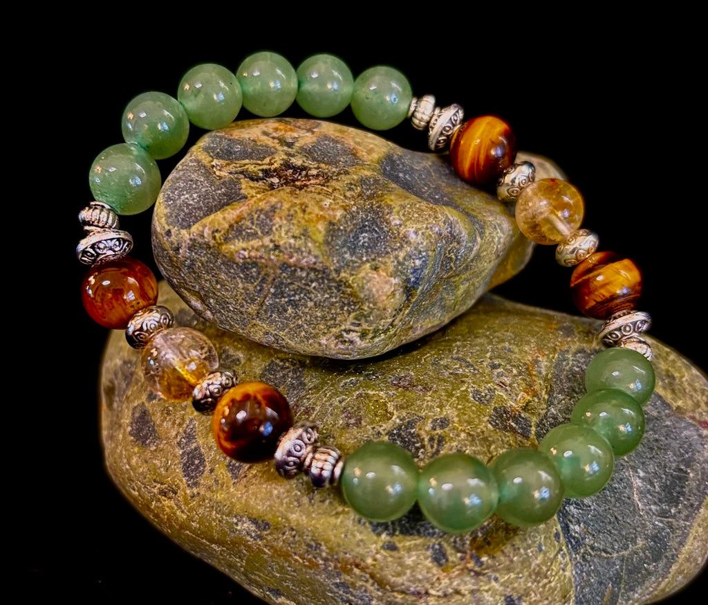 Abundance & Luck Intention Bracelet – Reiki-Infused Citrine, Tiger Eye & Green Aventurine | | Wiccan Center