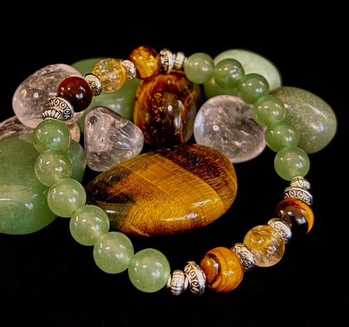 Abundance & Luck Intention Bracelet – Reiki-Infused Citrine, Tiger Eye & Green Aventurine | | Wiccan Center