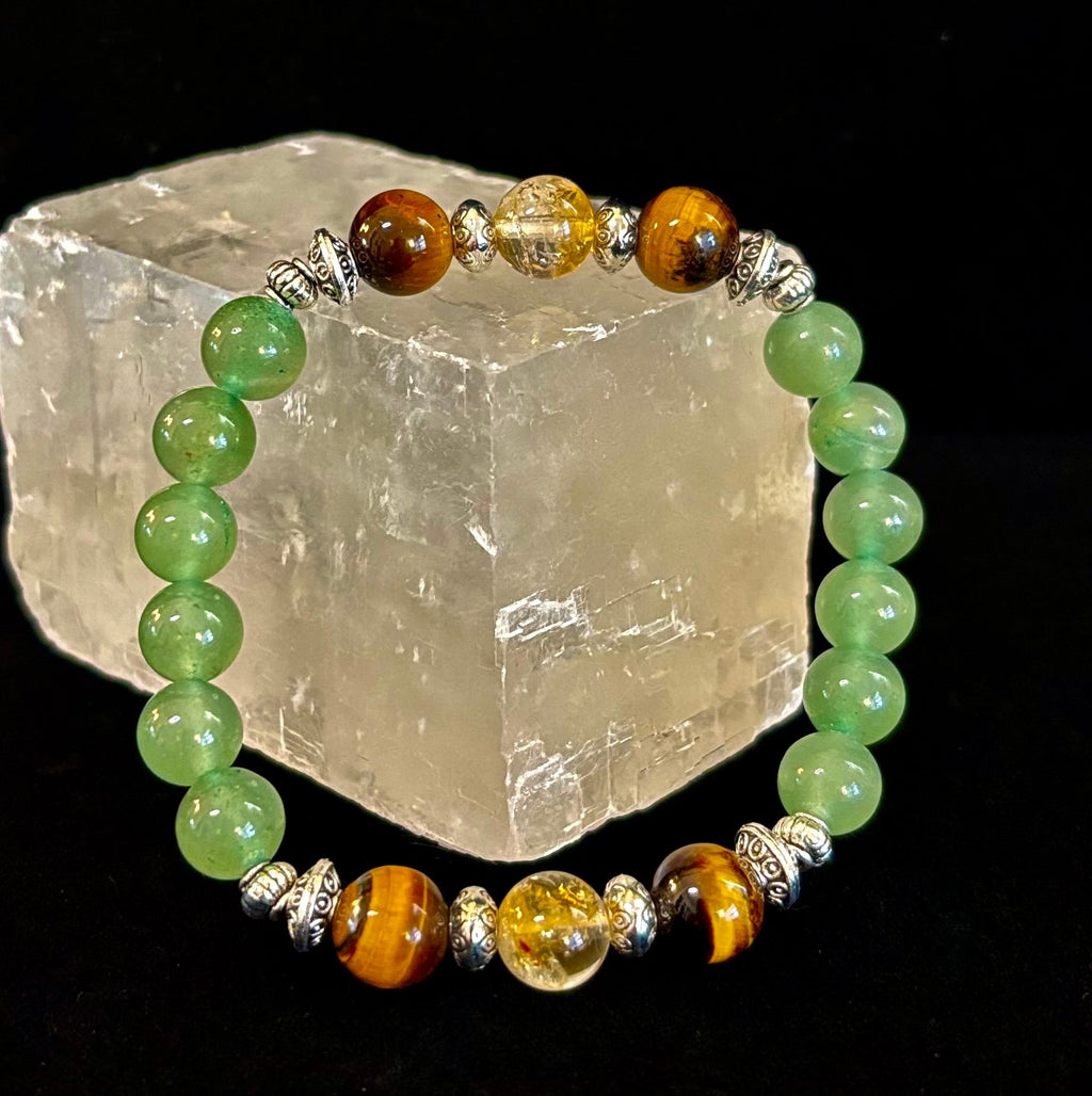 Abundance & Luck Intention Bracelet – Reiki-Infused Citrine, Tiger Eye & Green Aventurine | | Wiccan Center