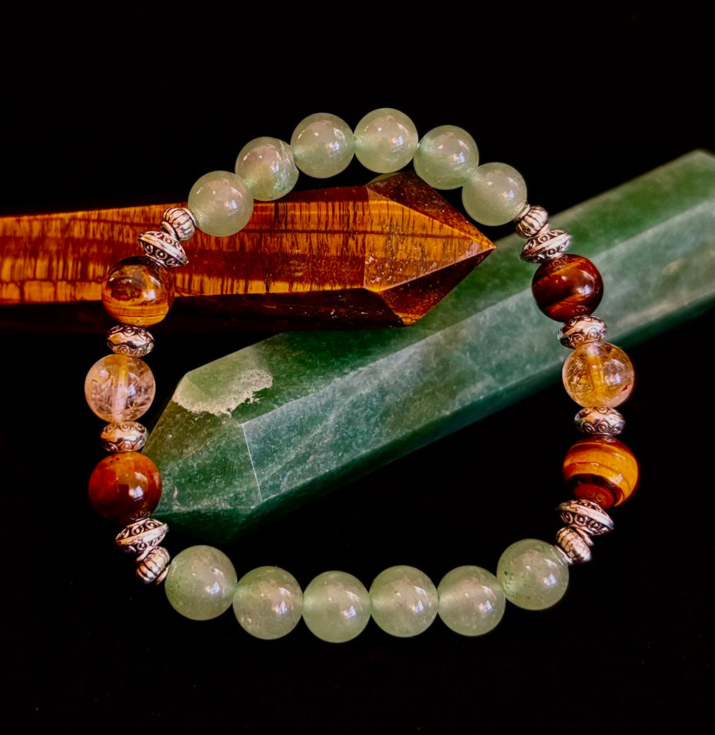 Abundance & Luck Intention Bracelet – Reiki-Infused Citrine, Tiger Eye & Green Aventurine | | Wiccan Center